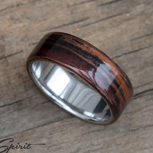 Forest Wood Ring - Rosewood and Sterling Silver Wooden Ring - Wedding Band - Mens Band - Boyfriend Gift - 5 year Anniversary - Minimalist