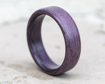 Bague en bois mat minimaliste coeur violet - Alliance en bois mat - Bagues pour homme - Bagues classiques - Jonc en bois - Bagues de promesse de fiançailles