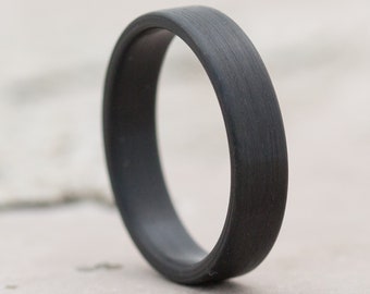 Classic Black Brushed Zirconium Ring - Wedding Band - Unique Ring - Anniversary Gift - Mens Ring - Minimalist - Boyfriend Gift - Black Gold