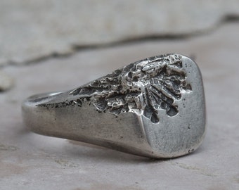 Siegelring - Oxidierter Ring - Herrenring - Ehering - Freund Geschenk - Der kleine Finger - Silber Siegelringe - Rustikal - Einzigartiger Ring - Vintage Ring