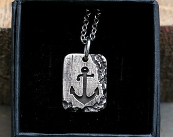 Oxidized Rustic Anchor Pendant Necklace - Mens Pendant - Boyfriend Gift - Anniversary Gift - Modern Industrail - Trendy Friend Gift - Sailor