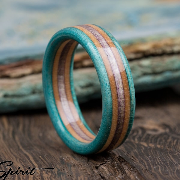 Recycled Skateboard Wood Ring – Handmade Canadian Maple Wedding Band