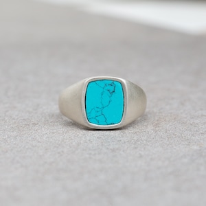 Classic Signet Ring, Ring For Men, Wedding Band, Vintage Ring, Turquoise Stone, Boyfriend Giftt, Unique Ring, Pinky Ring, Engagement Ring image 4