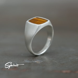 Classic Signet Ring, Ring For Men, Wedding Band, Vintage Ring, Turquoise Stone, Boyfriend Giftt, Unique Ring, Pinky Ring, Engagement Ring Tiger's eye