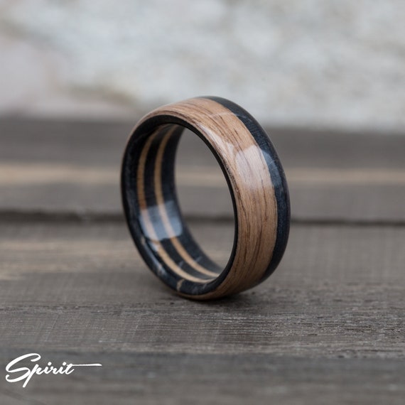 wooden ring purple skateboard ring wood recycled handcrafted gift