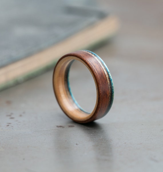 Mahogany and Canadian Maple Matte Wood Ring Wooden Wedding Band