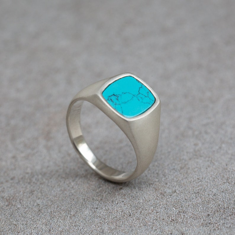 Classic Signet Ring, Ring For Men, Wedding Band, Vintage Ring, Turquoise Stone, Boyfriend Giftt, Unique Ring, Pinky Ring, Engagement Ring Turquoise