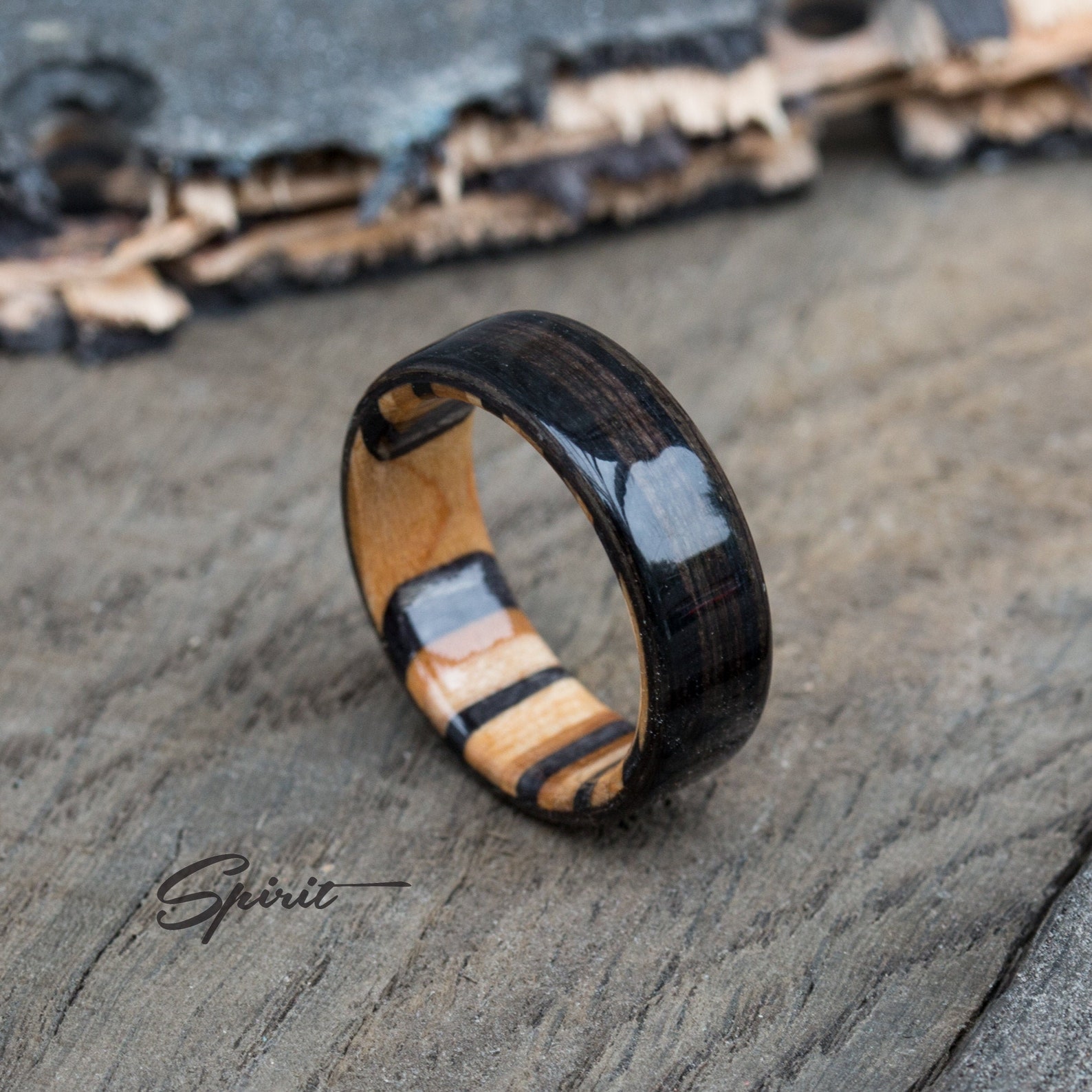 Ebony and Canadian Maple Wood Ring