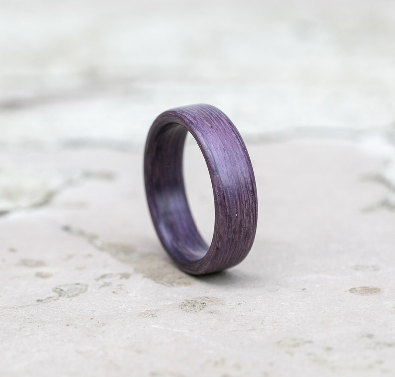 Purple Heart Minimalist Matt Wood Ring Matte Wooden Wedding Band Classic Rings Wood Band Engagement Promise Rings Rings for Men imagem 2