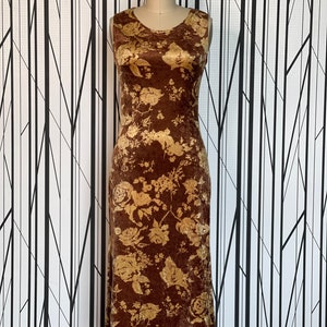 Golden Velvet Floral Dress