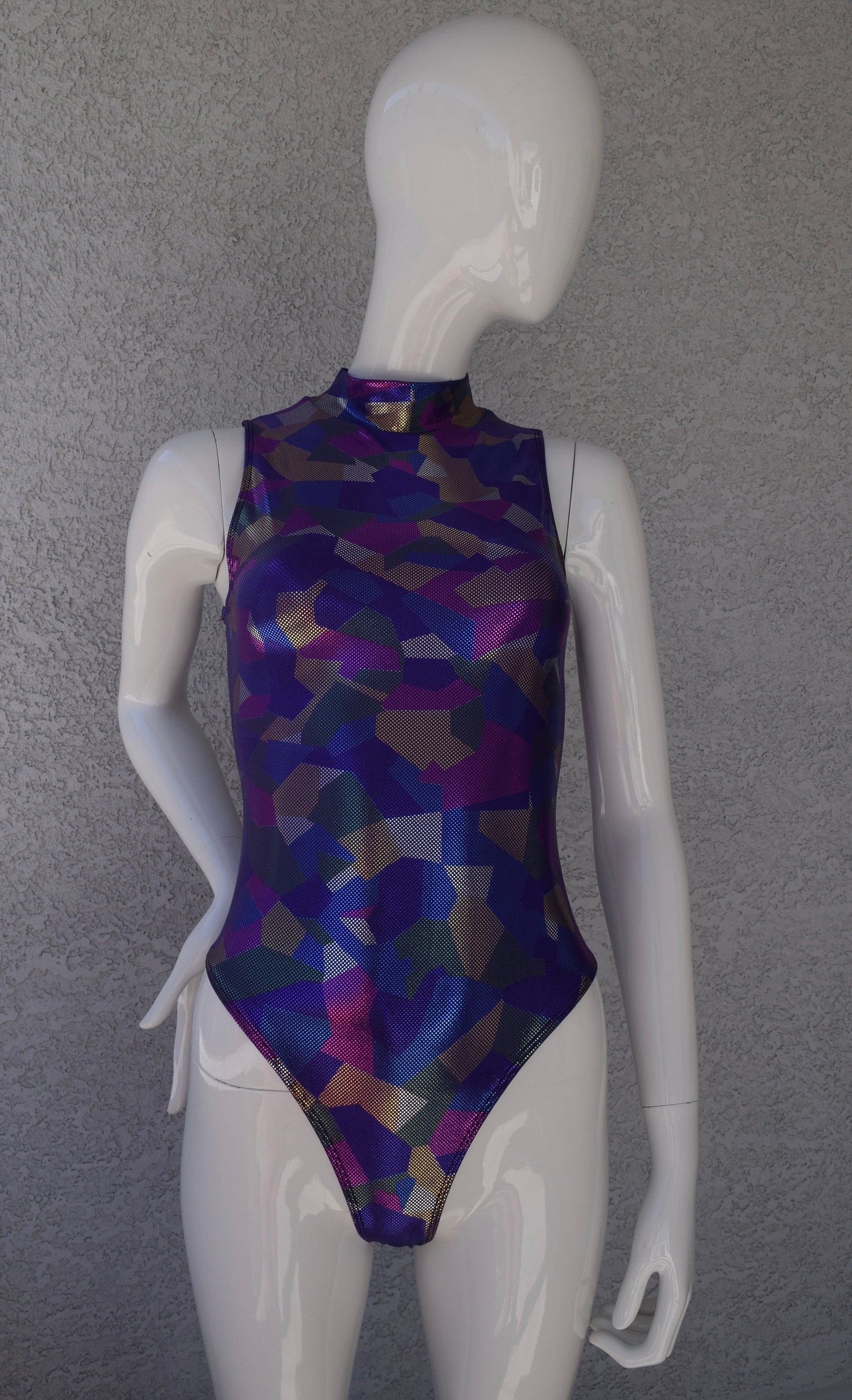 Turquoise/Fuschia Holographic Bodysuit