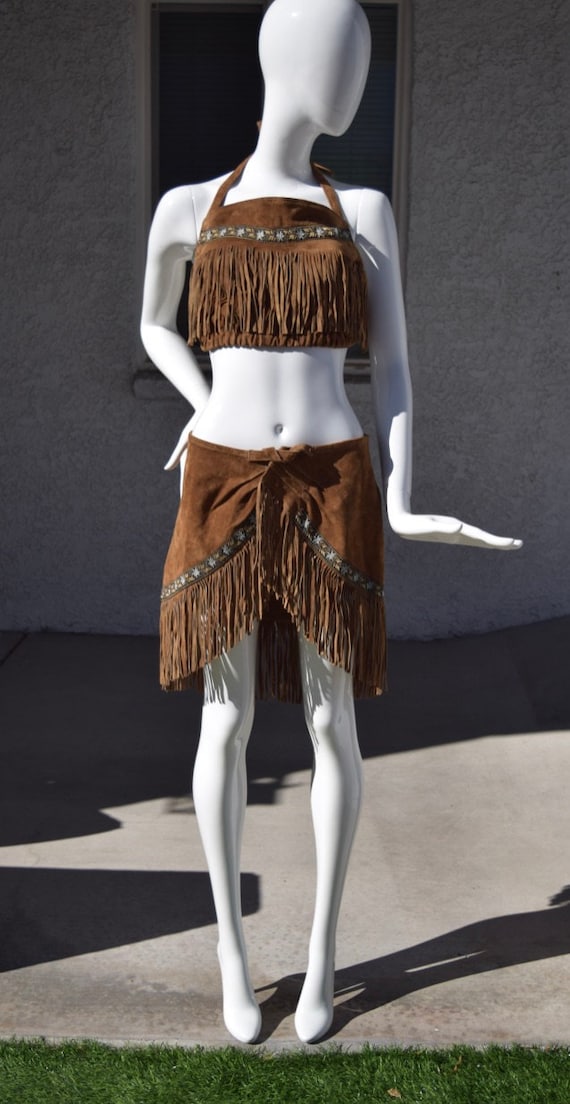 Leather Fringe Skirt Set - image 1