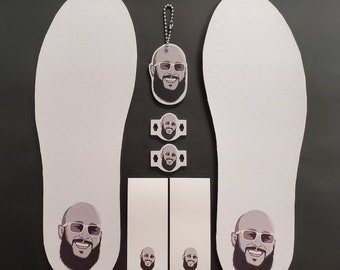 Kombi-Set Gedruckte Einlegesohle + Zungenpatch (Option zum Hinzufügen eines passenden HangTag & Lace Lock)