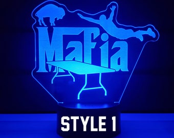 MAFIA Acrylic L.E.D Logo/Sign/Trophy/Night Light (Multi Color Base with Remote and Charging Cable)