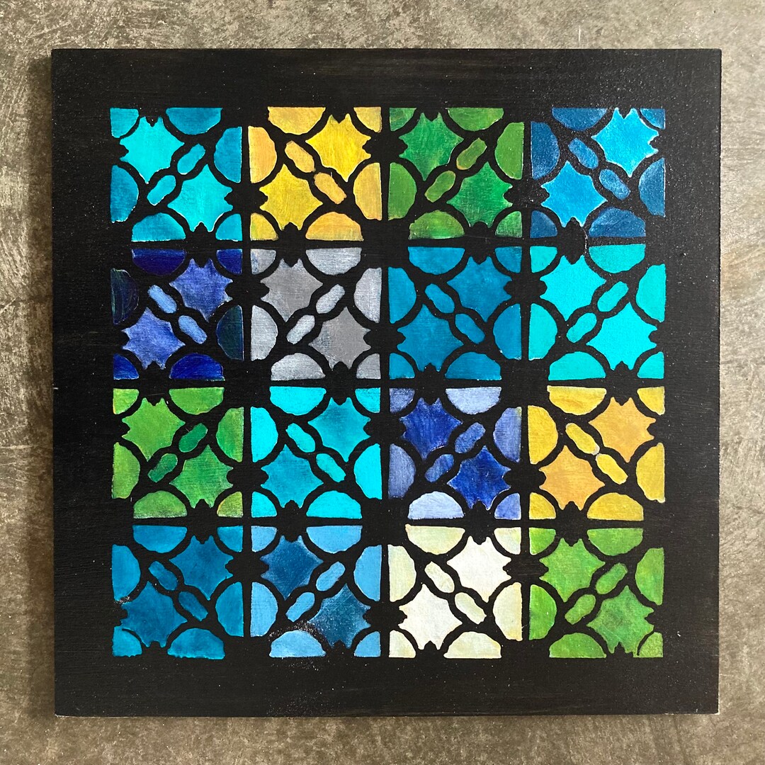 Puzzle Stained Glass Jigsaw Puzzle With Puzzle Board / Abstract Art