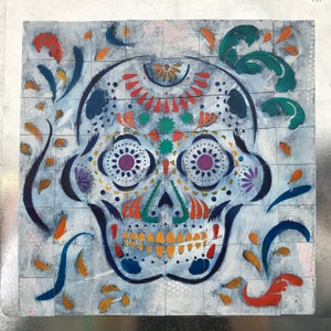 Puzzle - White Sugar Skull Jigsaw Puzzle With Puzzle Board / Halloween Jigsaw Puzzle / Day of the Dead Jigsaw Puzzle / Coffee Table Art