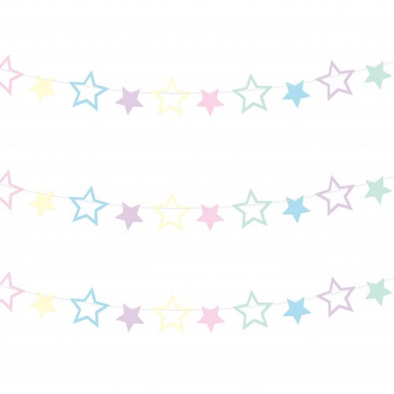 Pastel Star Garland Wedding Decor Baby Shower Party Birthday Decorations Unicorn