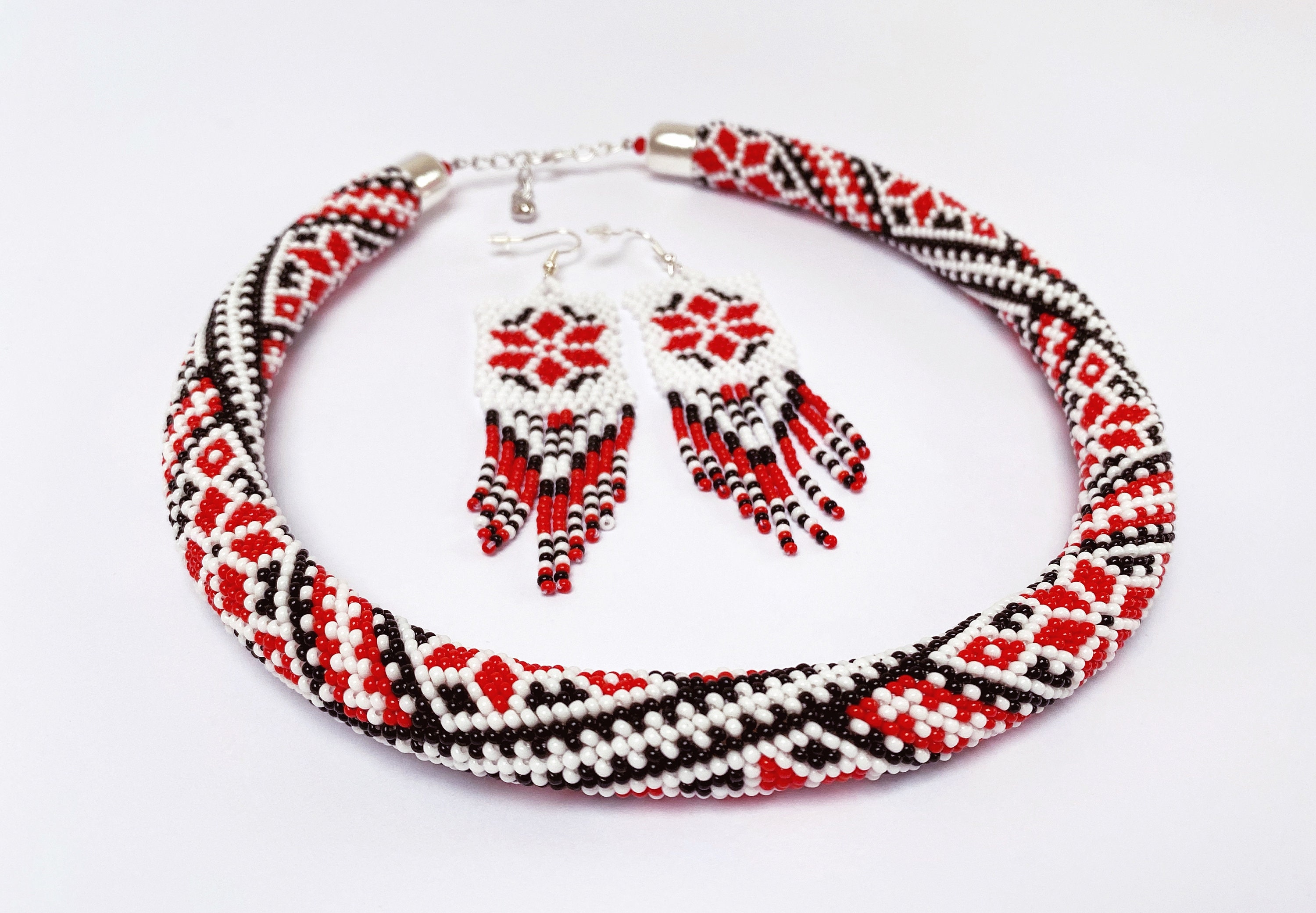 Ukrainian Jewelry Seed Bead Crochet Necklace Support Ukraine Etsy