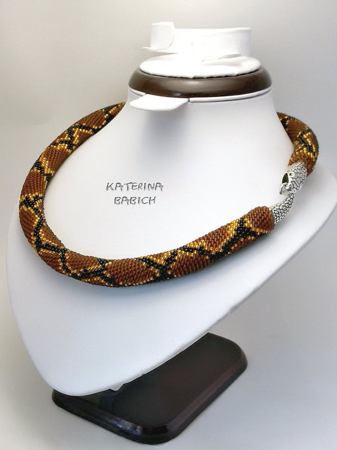 Snake Bead Necklace Ukrainian Beadwork Necklace Python Snake