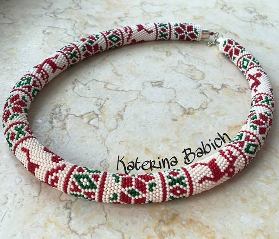 Christmas ukrainian jewelry, beaded necklace, nativity embroidery,  ukrainian necklace, handmade jewelry