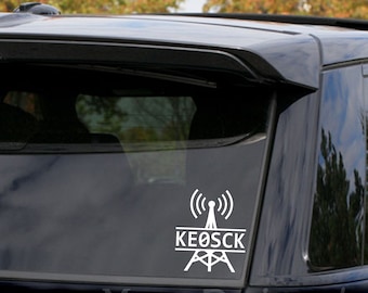 Ham Radio Call Sign, Radio Tower Decal, Custom Vinyl Decal, Amateur Radio Number, ARRL FCC Callsign, Bumper Sticker, Auto Car Window, CB id