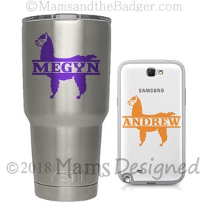 Llama Name Decal, Llama Vinyl Decal, Personalized Llama, Split Llama Decal, Cute Llama Sticker, for Cups, Llama Bumper Sticker, Car Window