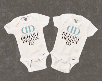 Twin White Onesie Mockup / Digital Download / JPG / Mockup for Twins / Gerber Onesie Mockup / White Onesie Flat lay / White Onesie Mock-up