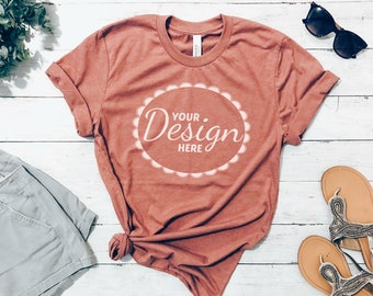 Bella Canvas Heather Mauve Mockup / Bella 3001 Mockup / Bella Canvas 3001CVC Mockup / Bella Canvas Flat Lay / Bella Canvas Mockup