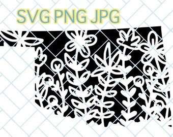 Oklahoma Floral Silhouette / Oklahoma Cut File / Oklahoma SVG / PNG / JPEG