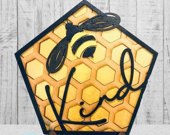 BEE KIND - 3-Layer Laser Cut Sign - Digital Download - SVG - Glowforge