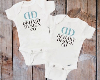 Twin White Onesie Mockup / Digital Download / JPG / Mockup for Twins / Gerber Onesie Mockup / White Onesie Flat lay / White Onesie Mock-up