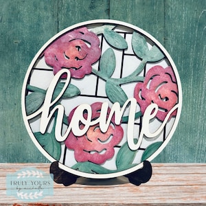 HOME ROUND - 3-Layer Laser Cut Sign - Digital Download - SVG - Glowforge