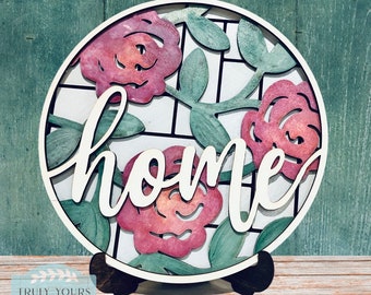 HOME ROUND - 3-Layer Laser Cut Sign - Digital Download - SVG - Glowforge