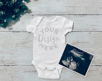 White Onesie Mockup / Digital Download / JPG / Gerber Onesie Mockup / White Onesie Flat lay / White Onesie Mock-up