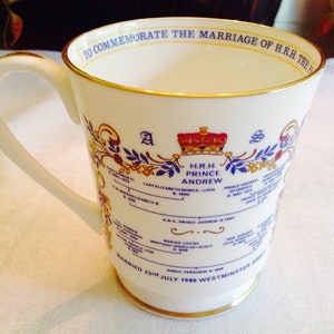 Aynsley coffee cup to commemorate the marriage between Prince Andrew and Sarah Ferguson
