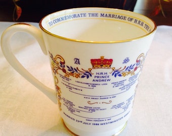 Aynsley coffee cup to commemorate the marriage between Prince Andrew and Sarah Ferguson