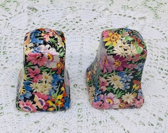 Vintage chintz salt and pepper