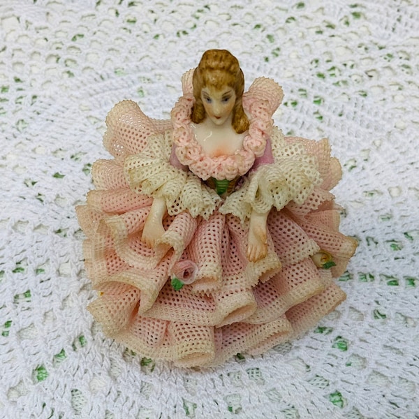 MZ Volkstedt Irish Dresden “Anna” lace figurine circa 1978.