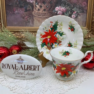 Royal Albert Yuletide teacup and saucer circa 1996 to 2001.