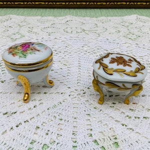 2 Limoges three footed  trinket boxes