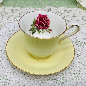 Paragon cabbage rose teacup and saucer circa 1960