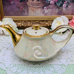 Pearl hand decorated Art Deco teapot.