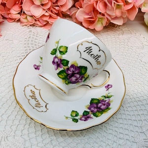 Royal Vale Mother teacup and saucer circa 1945-1948.