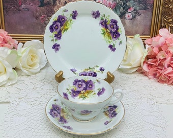 Stanley teacup and saucer with dessert plate circa 1953-1962.