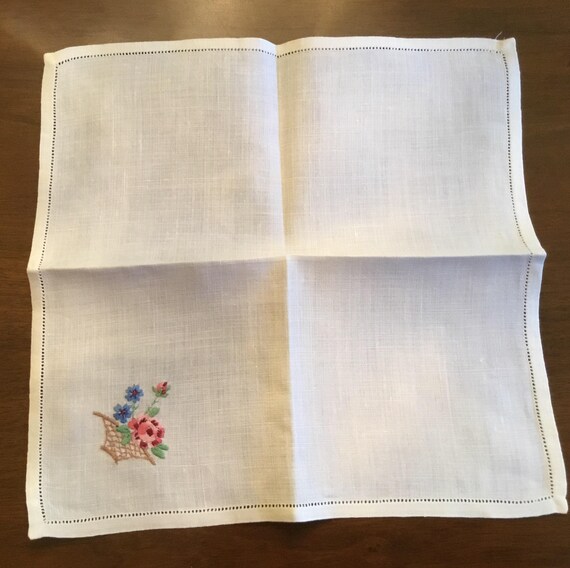Fine Linen Hand Embroidered Handkerchief. - Etsy