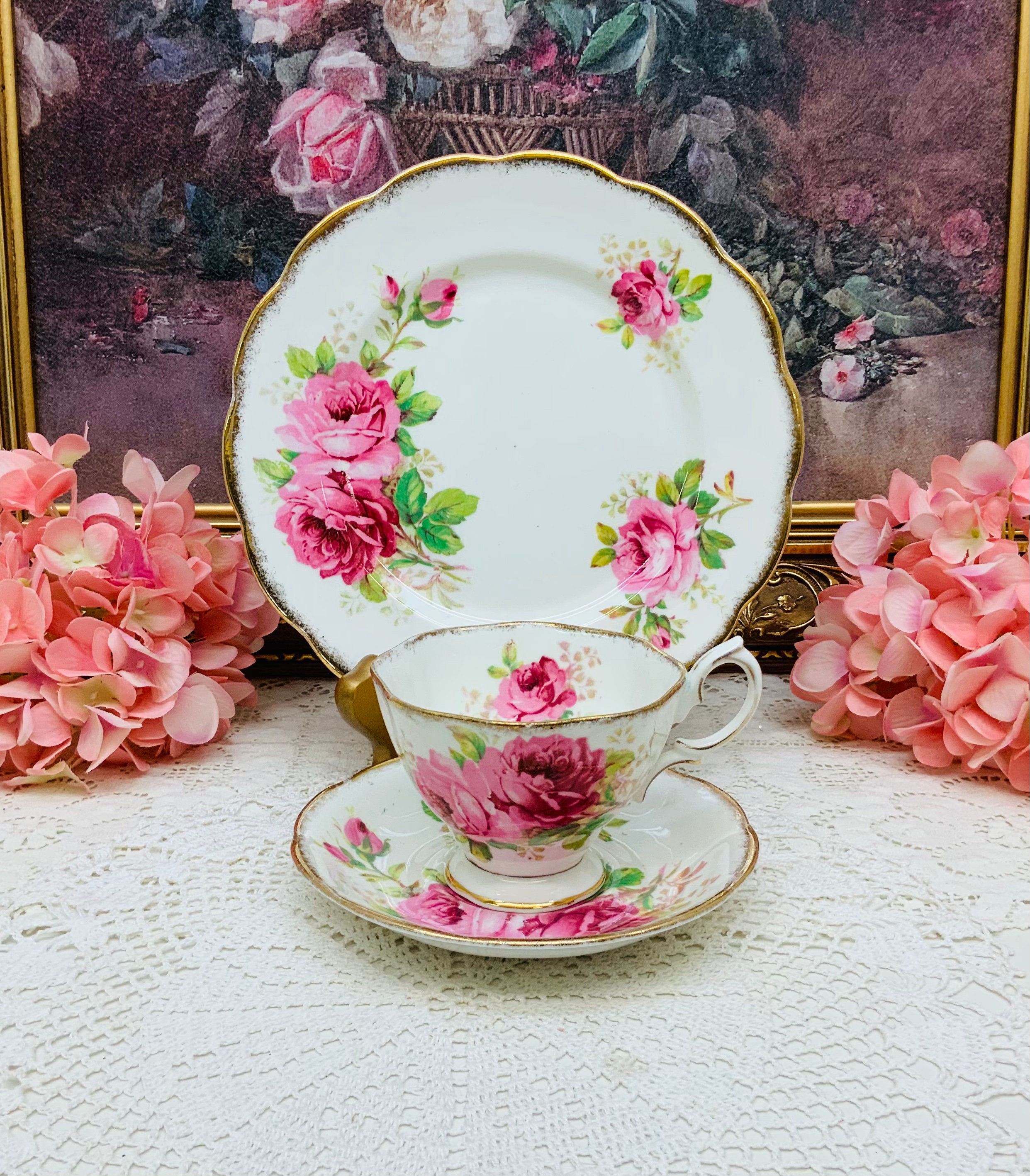 Vintage Royal Albert Trio Tea Cup Saucer Cake Plate -  Israel