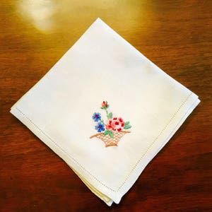 Fine linen hand embroidered handkerchief.