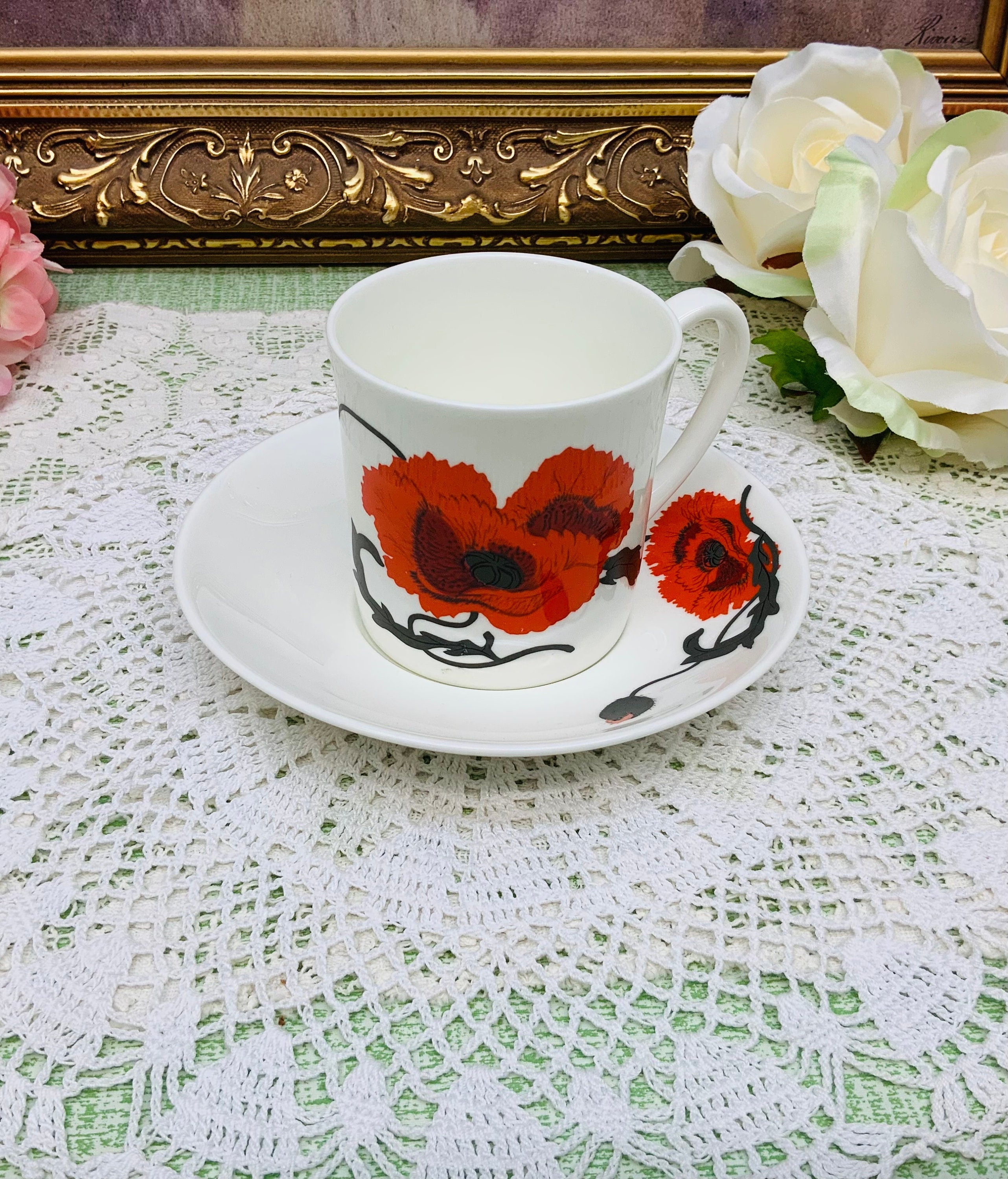 Wedgwood Susie Cooper Design „Corn Poppy“ Teetasse und Untertasse