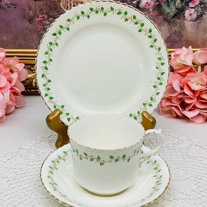 Aynsley hand painted teacup and saucer with dessert plate circa 1925.