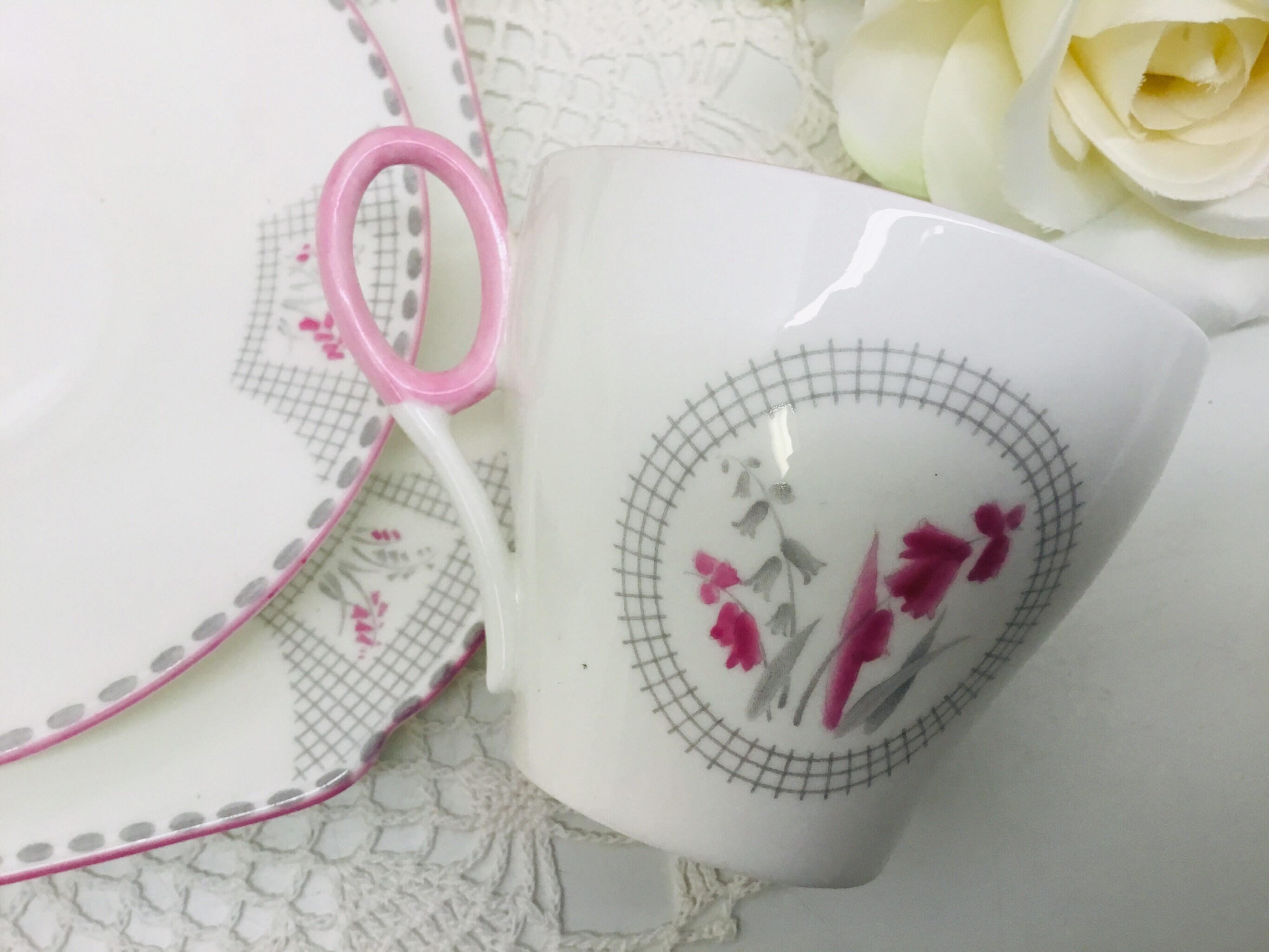 Shelley Art Deco Teacup and Saucer With Dessert Plate Circa Etsy